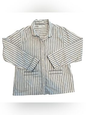 LAKE Striped Button-Front Pajama Top